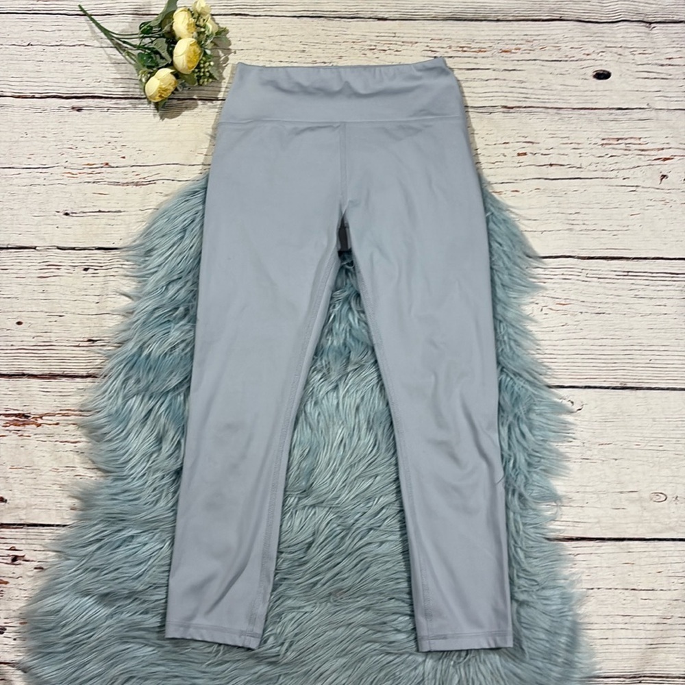 Reformation high rise cropped dusty blue leggings